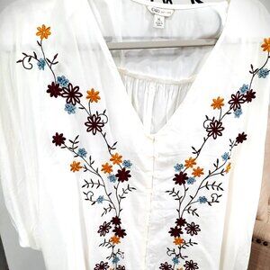 NWOT Cato's Fashion Bohemian Tie Waist Peasant Blouse Size XL